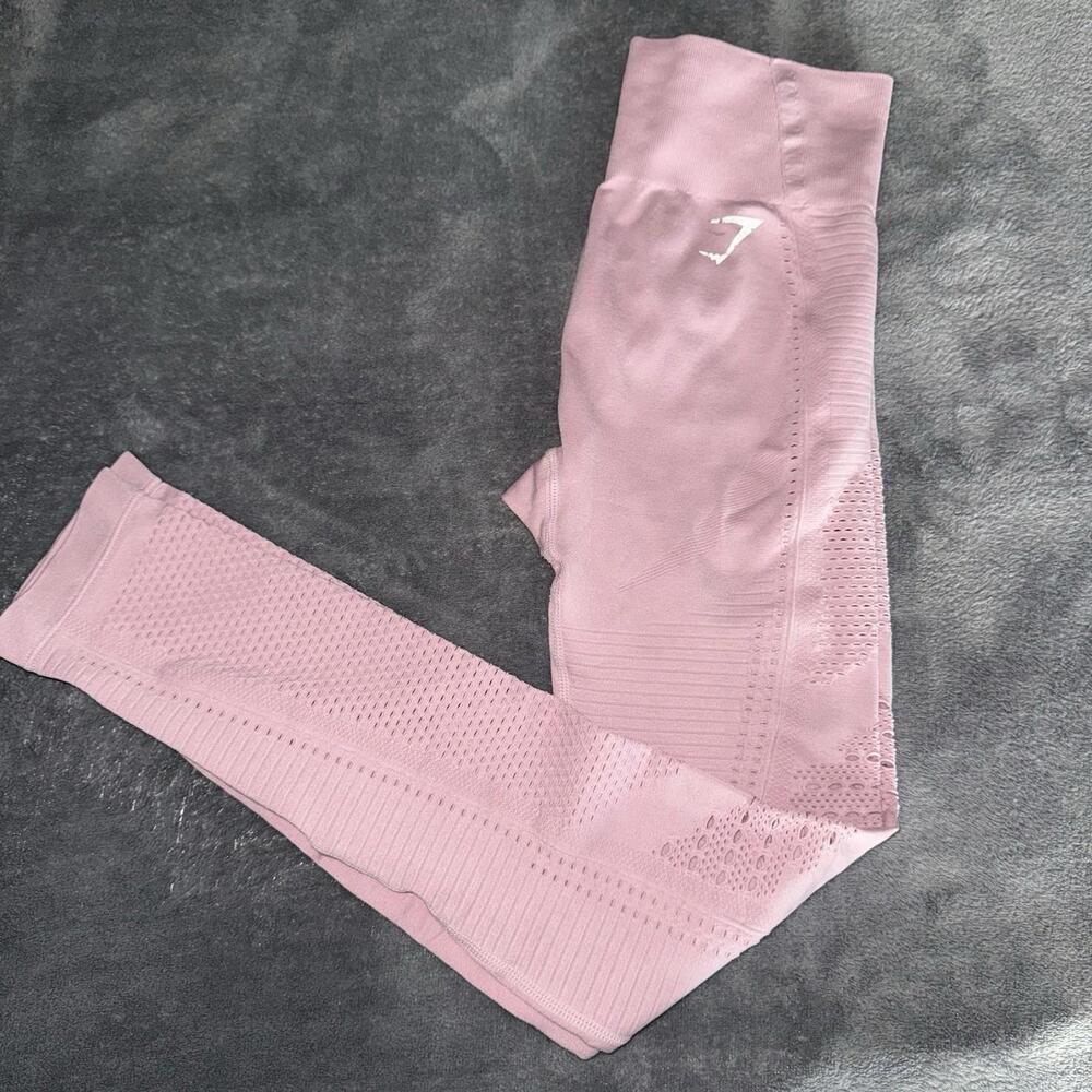 GYMSHARK Lazer Cut Out SEAMLESS LEGGINGS Pale Pink Sm